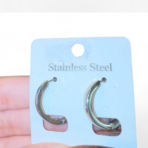 Stainless Steel Hoop Earrings - Picture 2 of 4